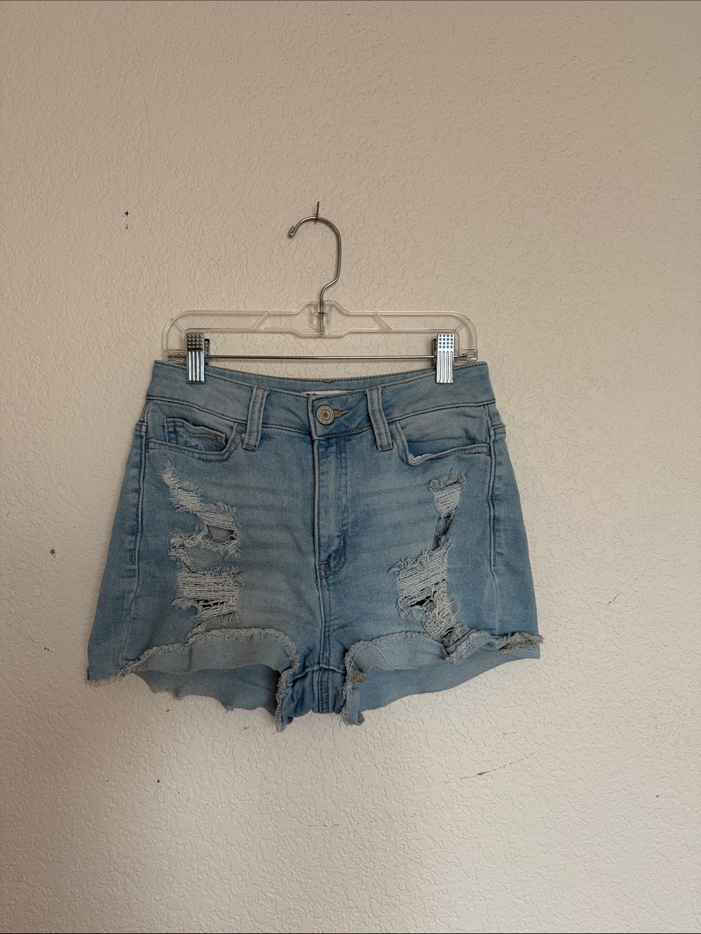SO Light Blue Distressed Denim Cutoff Shorts